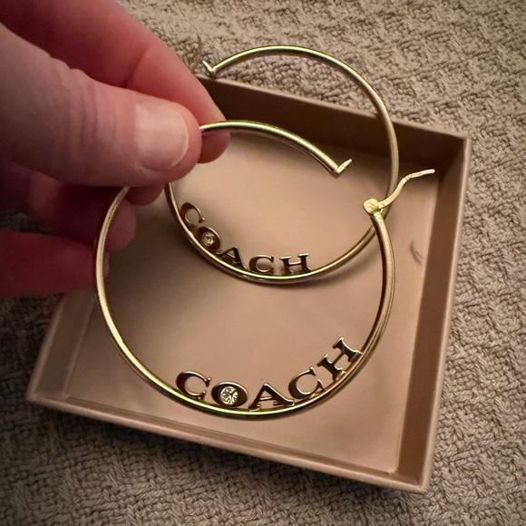 Coach Gold Logo Hoop Earrings - Picture 1 of 3